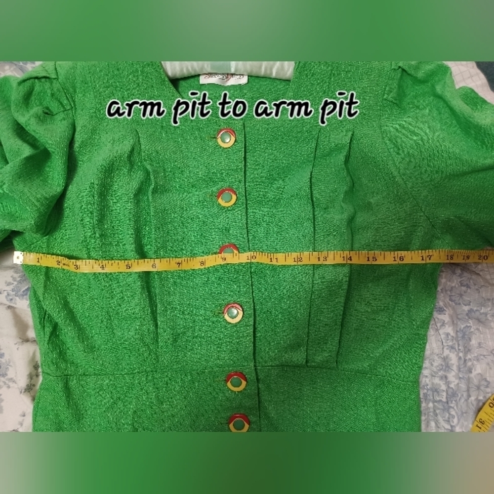 Success Dress Green Midi Button Up Dress Rare Vintage - Picture 7 of 12